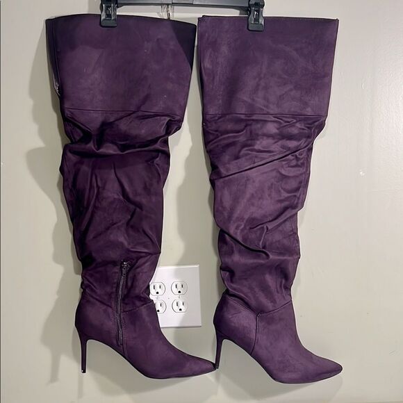 Sexy Purple Thigh High Slouch High Heel Boots. Size 12 - Picture 1 of 10